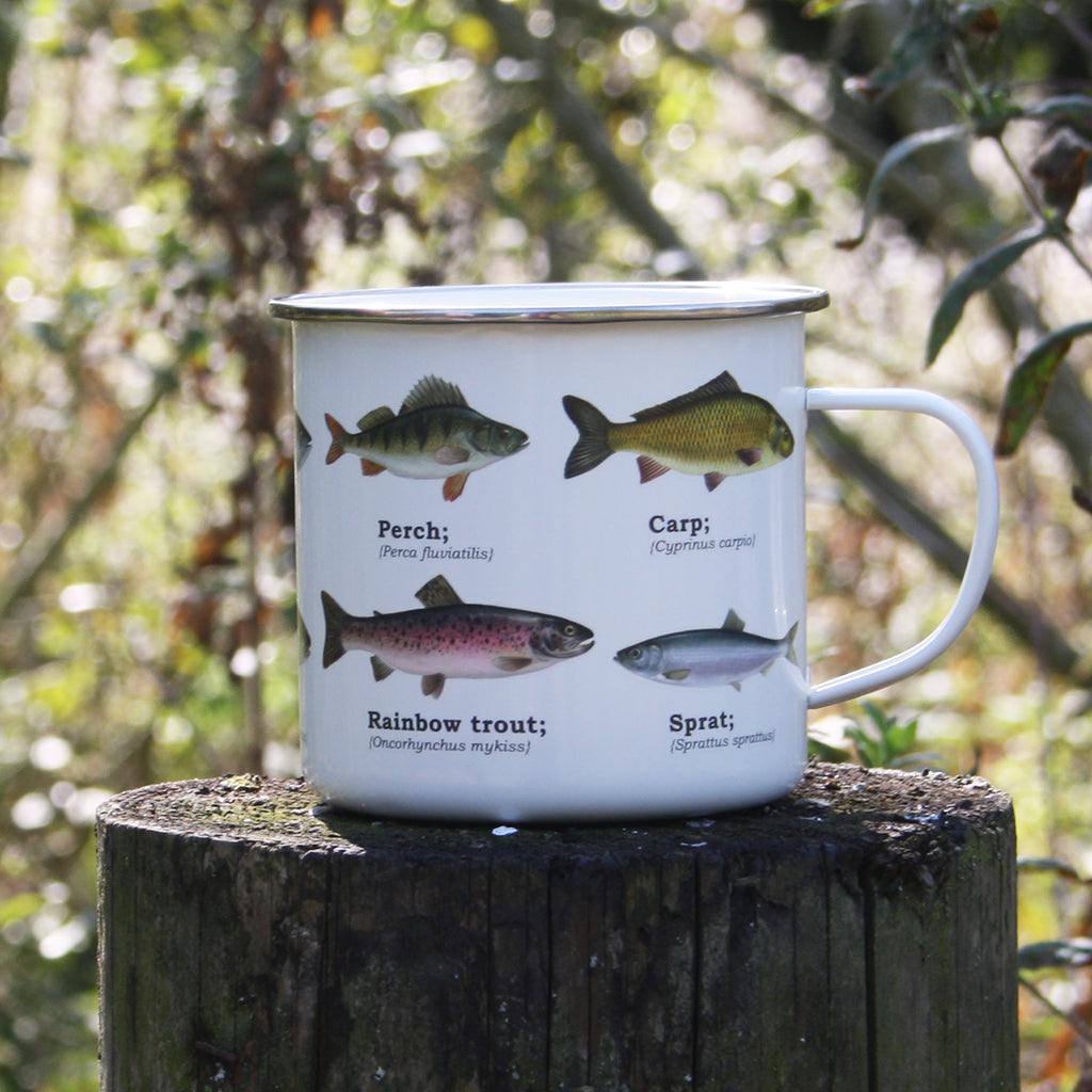 We are in love with our ecology enamelware mugs - This one is perfect for the fisherman in your life, or for your own adventure! Whether it's a weekend away, to brighten up the kitchen or as a gift, these mugs are a perfect eco-friendly alternative to disposable cups. Embrace nature with this enamel mug with all over fish print. Enjoy at home or out and about with these versatile mugs, available in a range of styles!