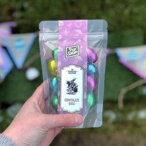 These deliciously festive eggs are the perfect treat for Easter, or any time of year! Our solid milk chocolate eggs are wrapped in festive foil and fit for a white rabbit, you don't want to be late to catch these! Part of our Wonderland Collection, inspired by Alice in Wonderland (165g)