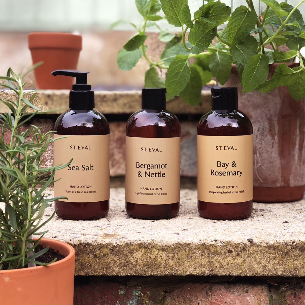 Our lovingly crafted St. Eval lotions are a treat for your hands! Enjoy our uplifting scents of the great outdoors, great as a treat for others or yourself!