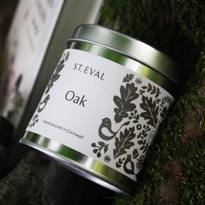 Part of the St. Eval Folk Collection, Oak is a soft and woody oakmoss scent cosseted in rich, warm spice. A masculine fragrance, this scent captures the feeling of walking through a secret forest and stumbling through folk stories of old, Robin Hood or King Arthur - an enchanting escape from the modern day.